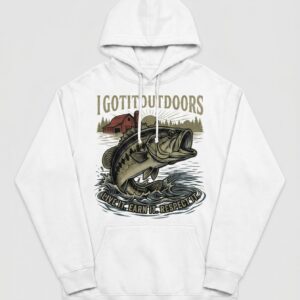 Bass Fishing Hoodie – White