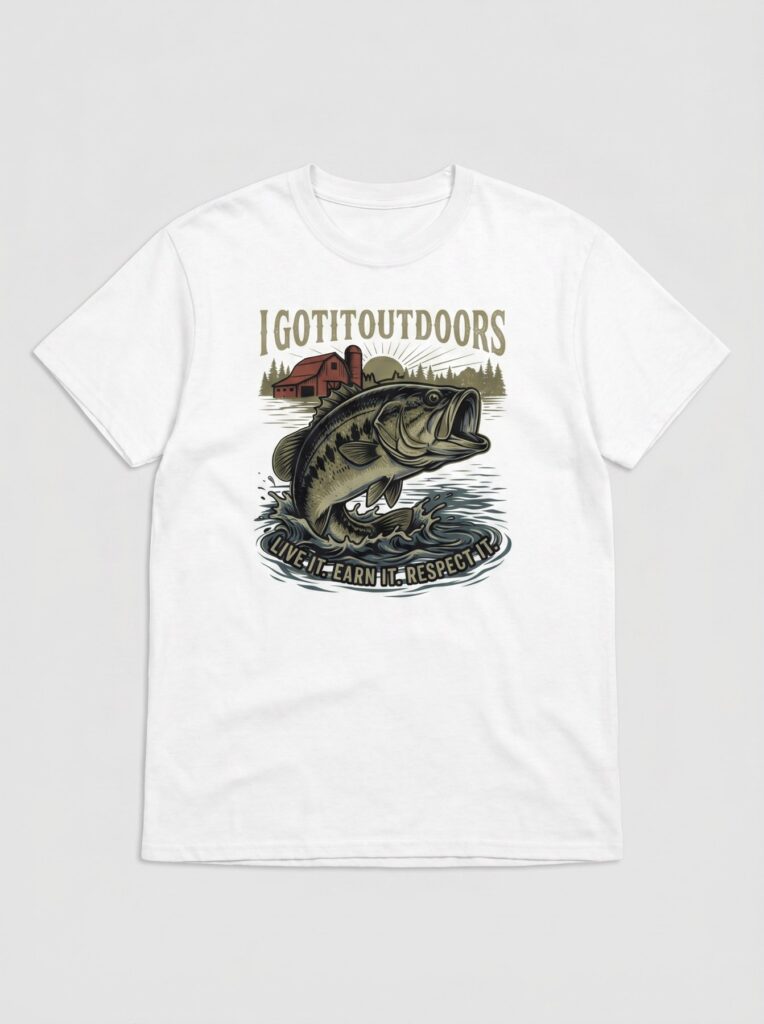 Bass Fishing T-Shirt – White