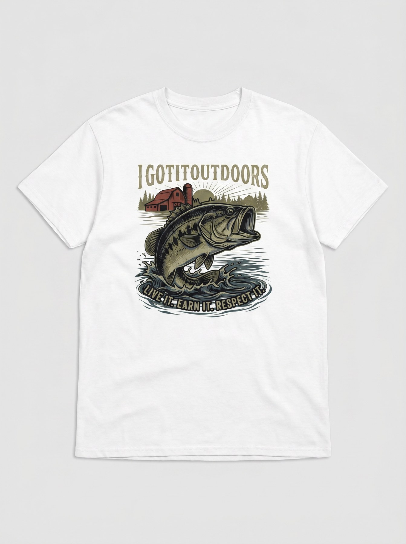Bass Fishing T-Shirt – White