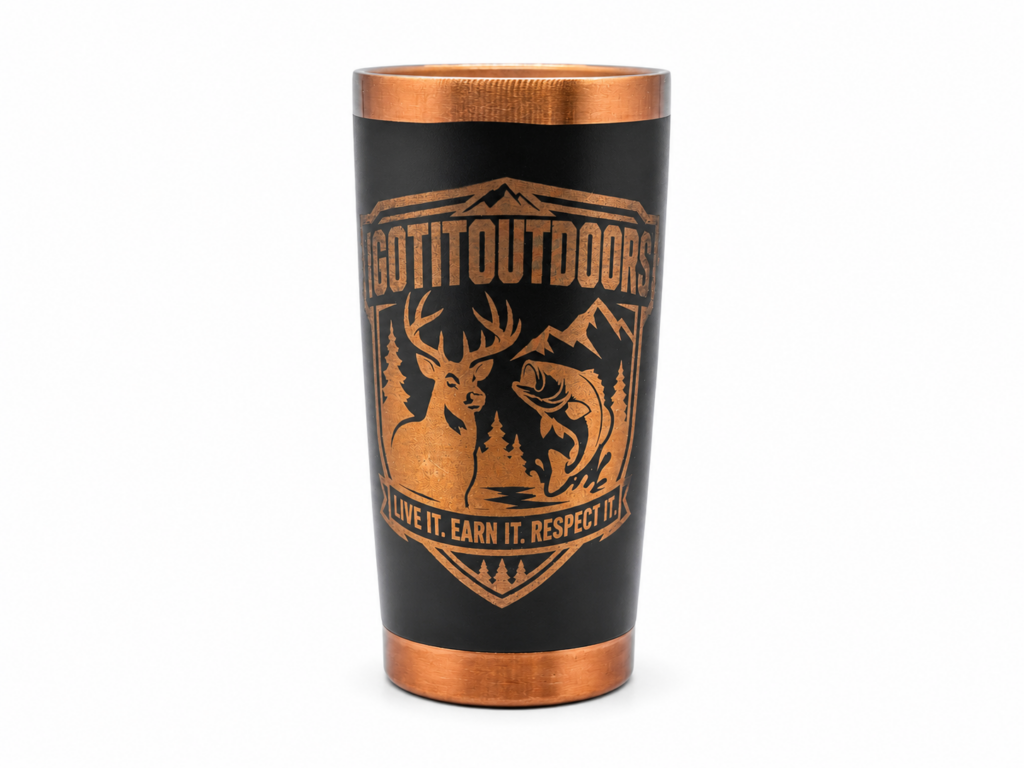 20oz Stainless Steel Tumbler – Black & Copper
