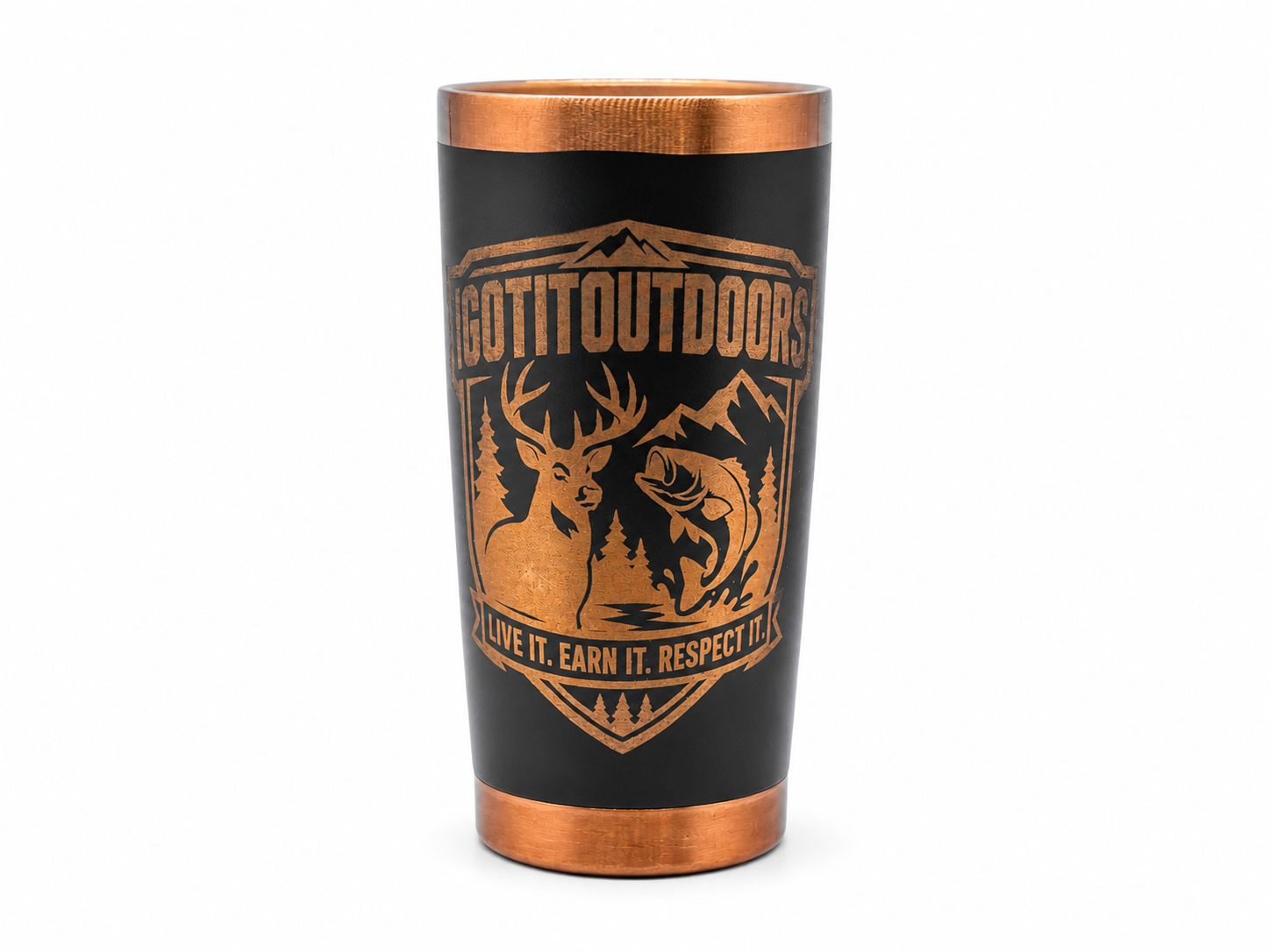 20oz Stainless Steel Tumbler – Black & Copper