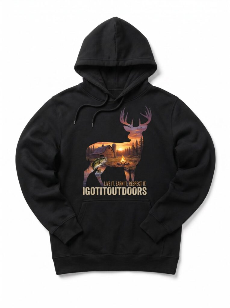 Double Exposure Hunting & Fishing Hoodie – Black