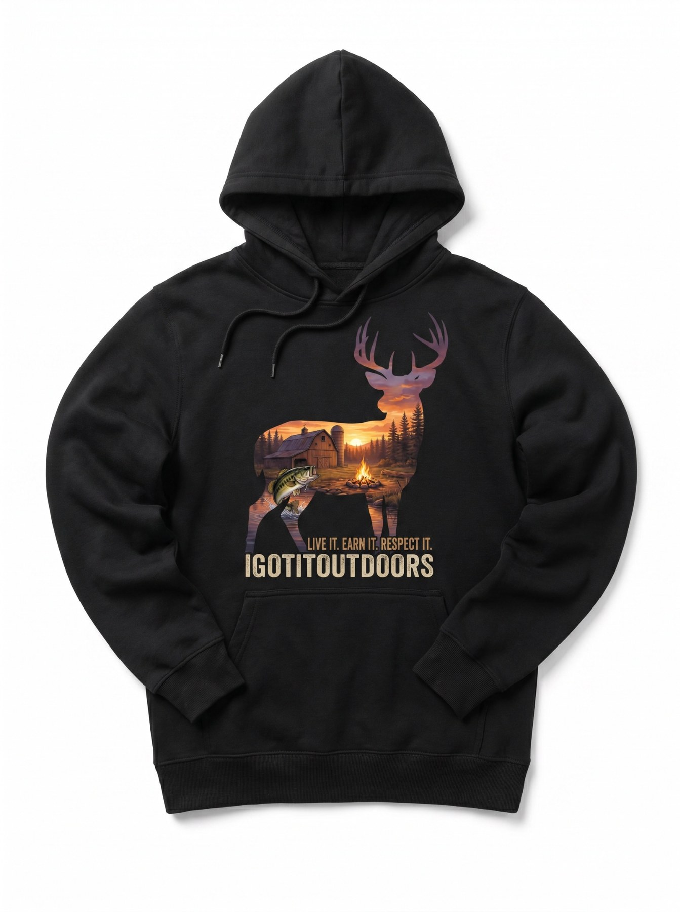 Double Exposure Hunting & Fishing Hoodie – Black
