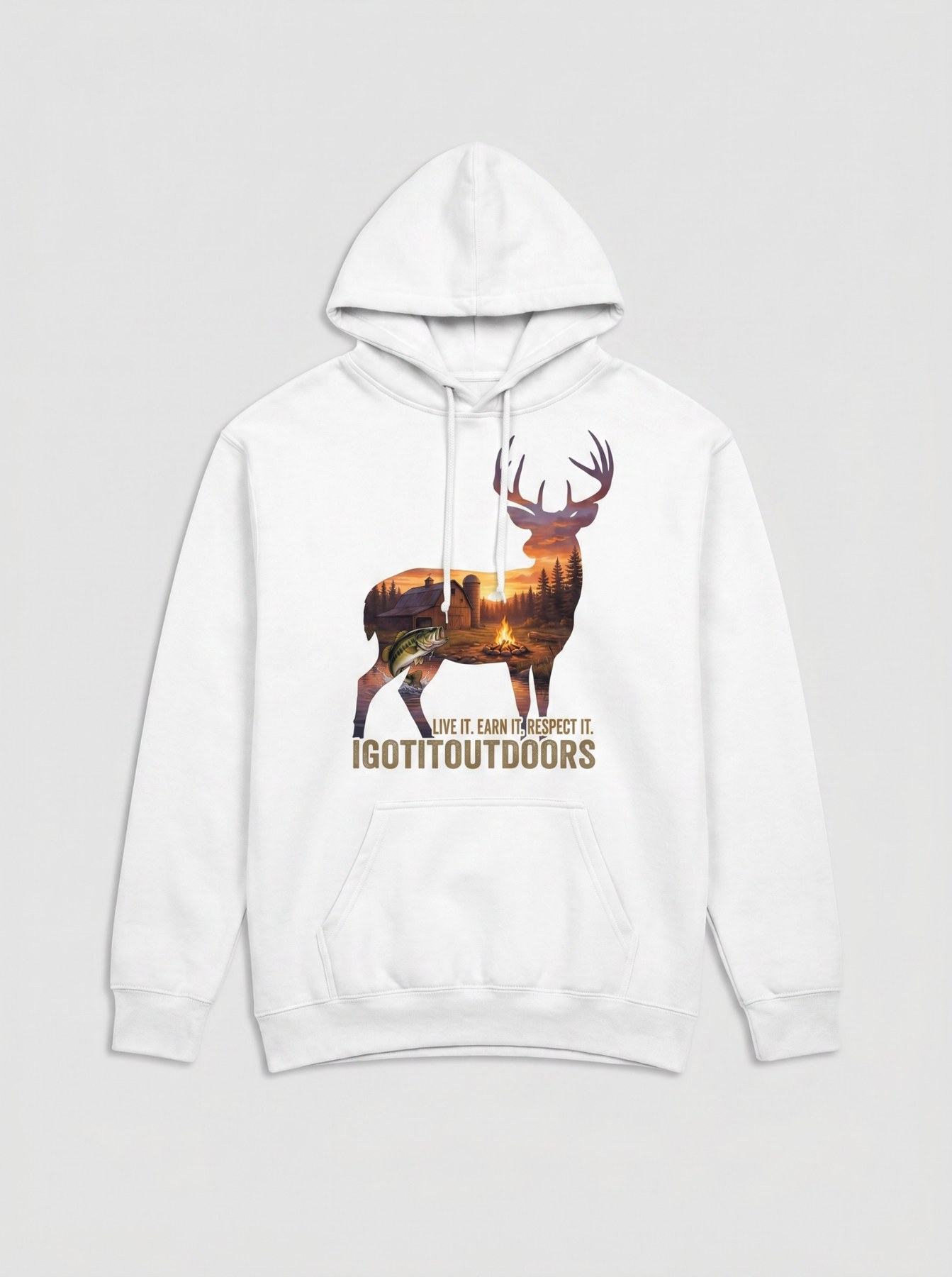 Double Exposure Hunting & Fishing Hoodie – White