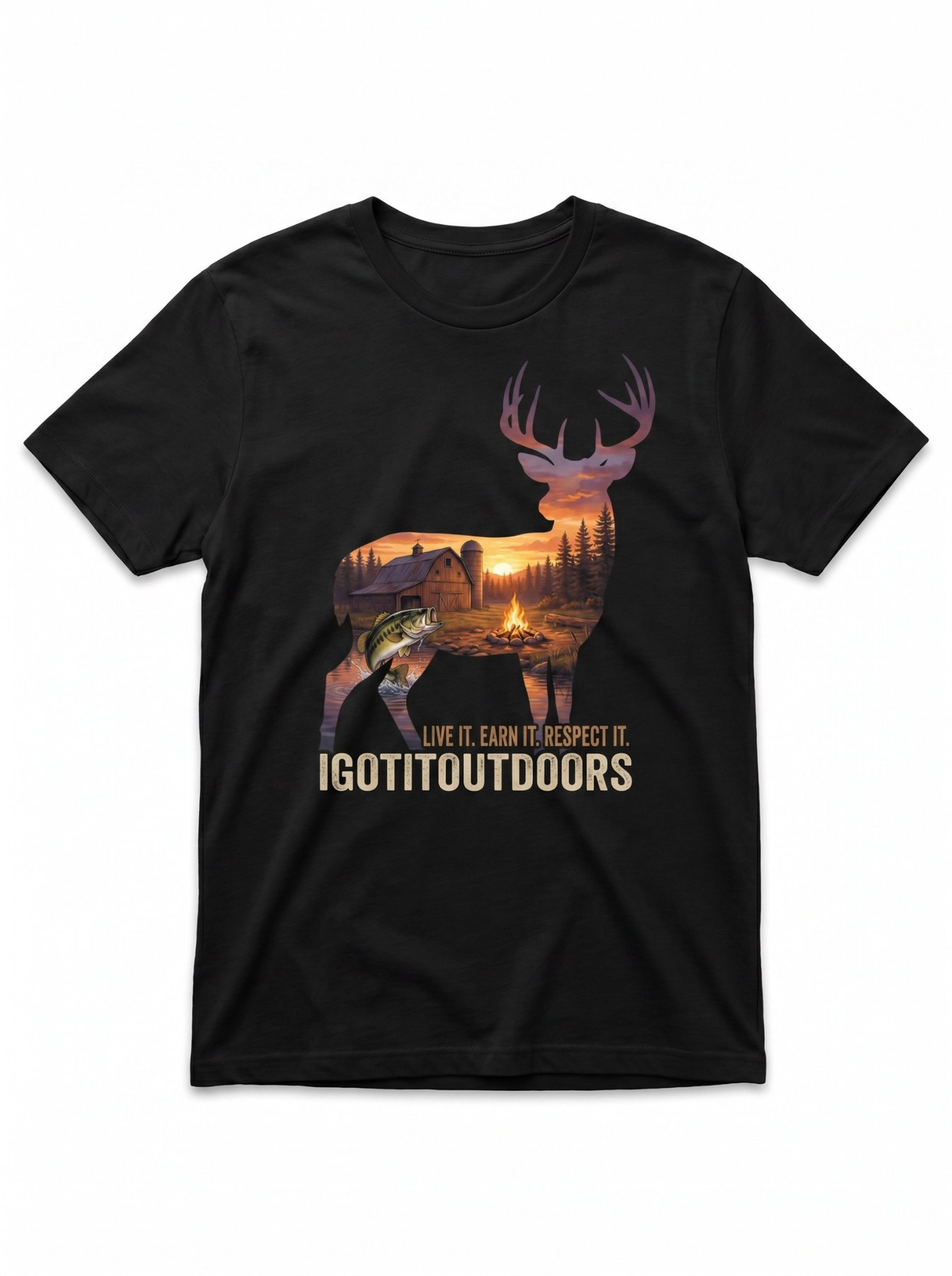 Double Exposure Hunting & Fishing T-Shirt – Black