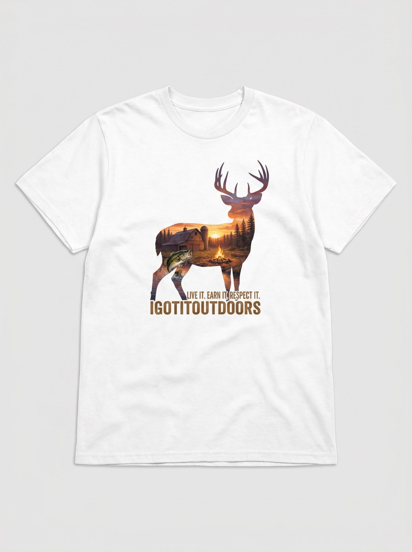 Double Exposure Hunting & Fishing T-Shirt – White