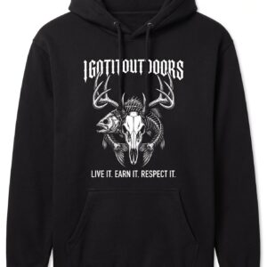 Gothic Skull Hunting & Fishing Hoodie – Black