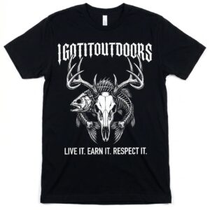 Gothic Skull Hunting & Fishing T-Shirt – Black