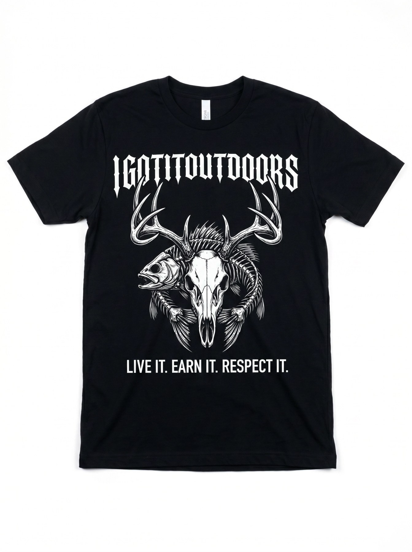 Gothic Skull Hunting & Fishing T-Shirt – Black