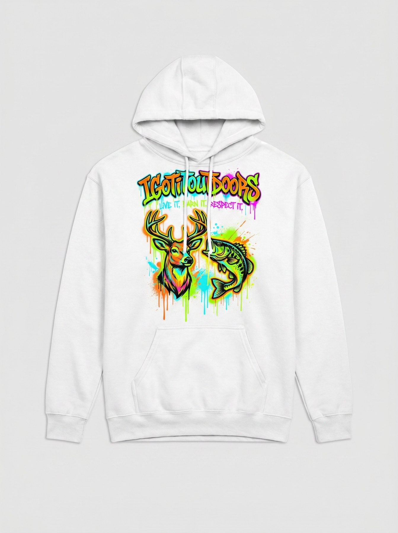 Graffiti Hunting & Fishing Hoodie – White