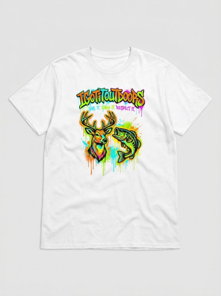 Graffiti Hunting & Fishing T-Shirt – White