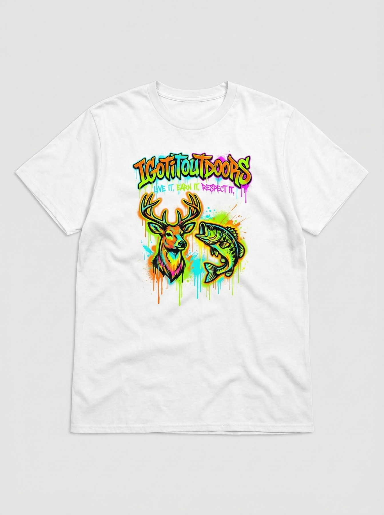 Graffiti Hunting & Fishing T-Shirt – White