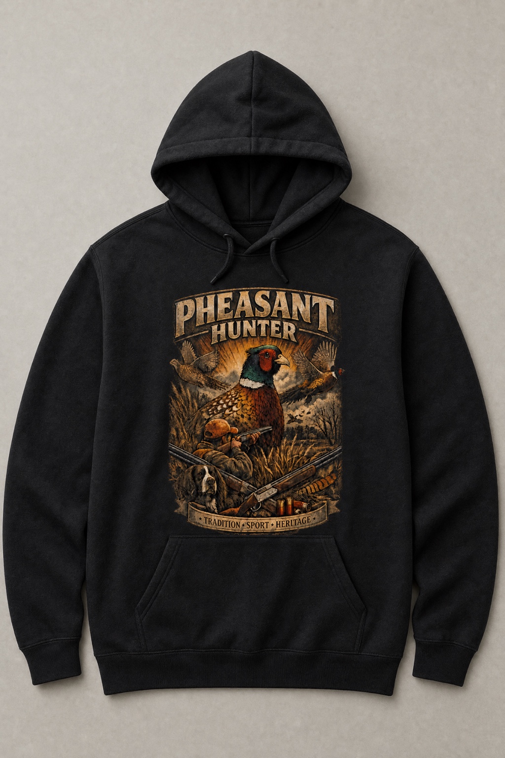 Pheasant Hunter Tradition Hoodie– Black
