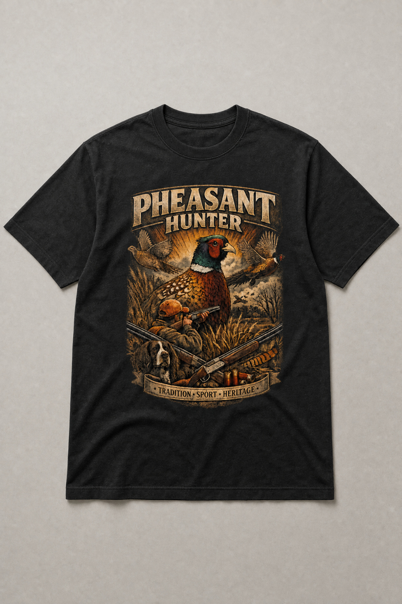 Pheasant Hunter Tradition T-Shirt – Black